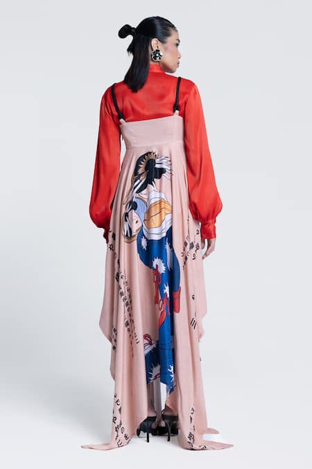 Shop Pocketful Of Cherrie Orange Viscose, Satin Collared Sunburst Apricot Solid Shirt at Aza Fashions Shop_Pocketful Of Cherrie_Orange Viscose, Satin Collared Sunburst Apricot Solid Shirt _at_Aza_Fashions