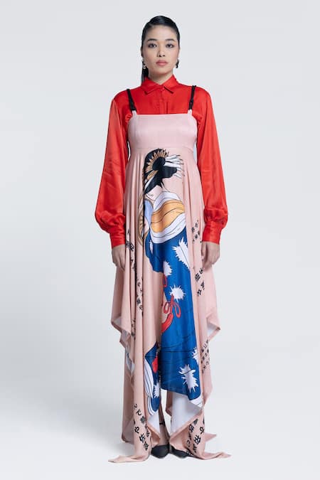 Pocketful Of Cherrie Orange Viscose, Satin Collared Sunburst Apricot Solid Shirt Online at Aza Fashions Pocketful Of Cherrie_Orange Viscose, Satin Collared Sunburst Apricot Solid Shirt _Online_at_Aza_Fashions