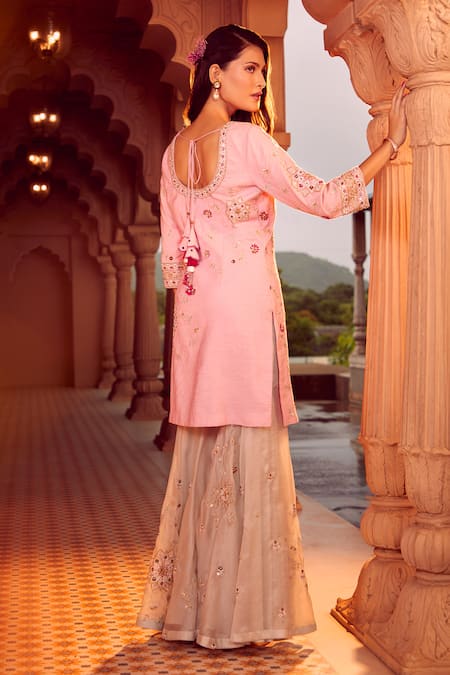 Aariyana Couture Floral Embroidered Kurta Sharara Set
