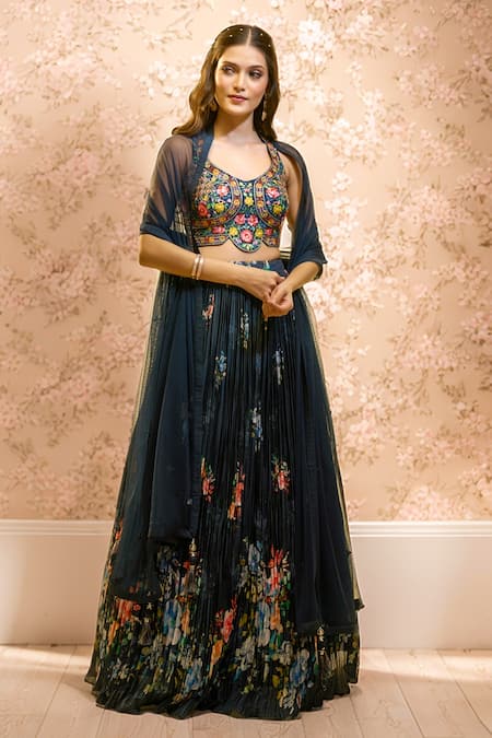 Alaya Advani Pleated Floral Print Lehenga Set 