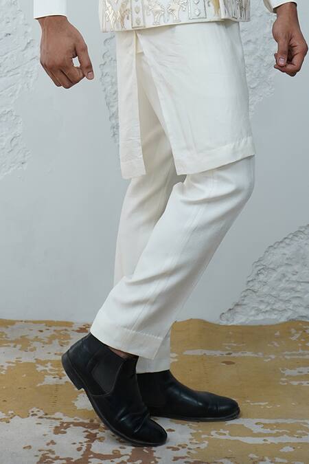 Shop_Zardozi Zari_Ivory Silk Embroidery, Patchwork Floral Bundi Set _Online_at_Aza_Fashions