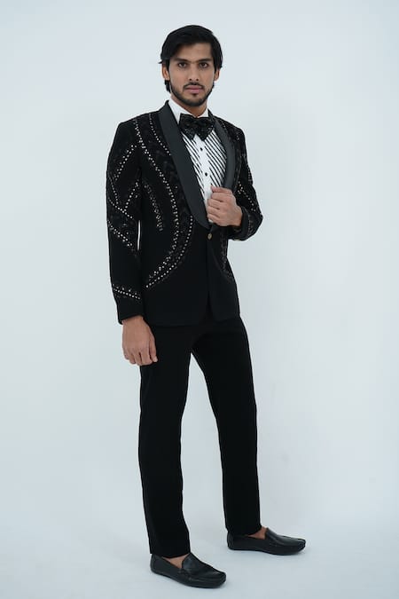 Zardozi Zari Sequin & Beads Embroidered Tuxedo Set 
