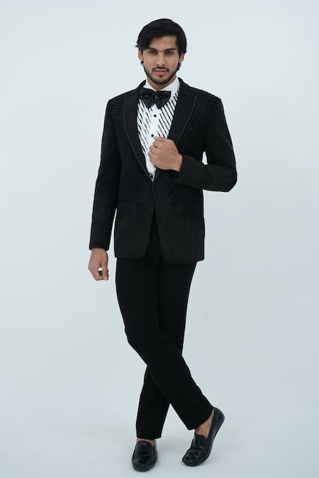 Zardozi Zari Scattering Pattern Embroidered Tuxedo Set 