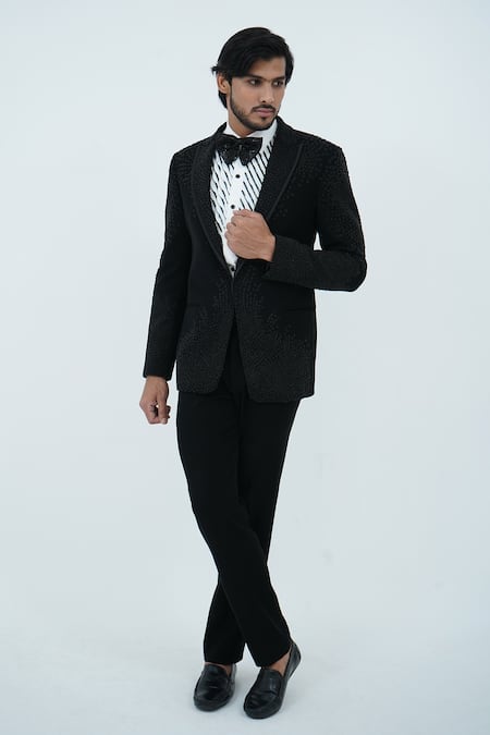 Zardozi Zari Scattering Pattern Embroidered Tuxedo Set 