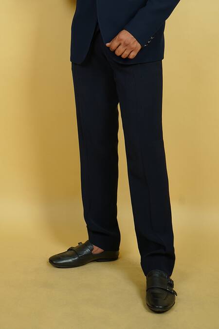 Zardozi Zari_Black Cotton Beads, Embroidery Flora And Fauna Tuxedo Set _at_Aza_Fashions