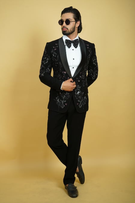 Zardozi Zari Rabbit Motifs Embroidered Tuxedo Set 