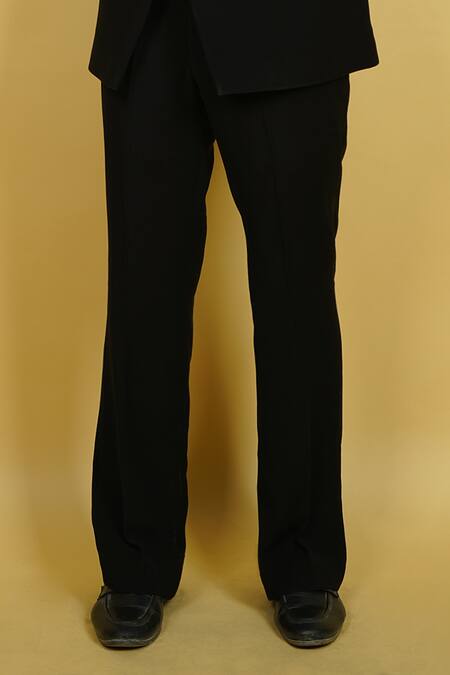 Shop_Zardozi Zari_Black Cotton Sequins Embroidered Tuxedo Set _Online_at_Aza_Fashions