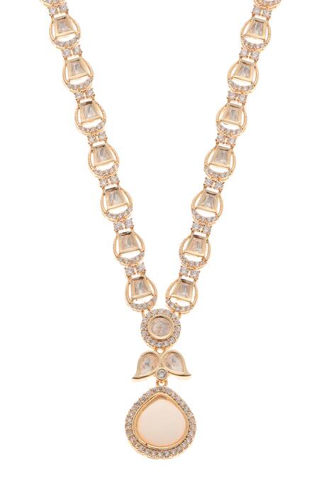 Buy Minaki White Stones, Piping Nazakat Polki Embellished Necklace Set Online at Aza Fashions Buy_Minaki_White Stones, Piping Nazakat Polki Embellished Necklace Set _Online_at_Aza_Fashions