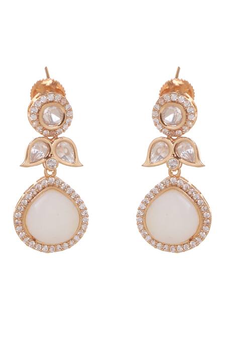 Shop_Minaki_White Stones, Piping Nazakat Polki Embellished Necklace Set _Online_at_Aza_Fashions