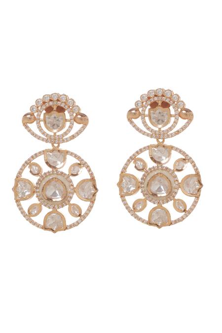 Shop_Minaki_White Metallic Thread, Crystals Arzoo Floret Embellished Necklace Set _Online_at_Aza_Fashions