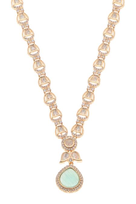 Buy Minaki Green Stones Nazakat Embellished Necklace Set Online at Aza Fashions Buy_Minaki_Green Stones Nazakat Embellished Necklace Set _Online_at_Aza_Fashions