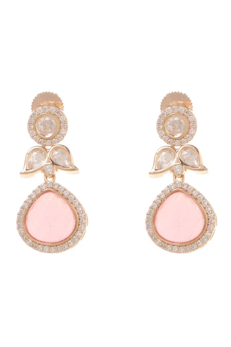 Shop_Minaki_Pink Stones Nazakat Carved Polki Embellished Necklace Set _Online_at_Aza_Fashions