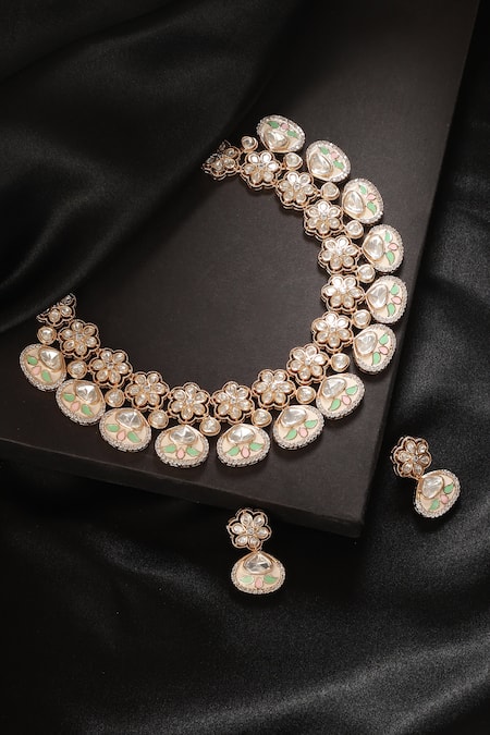 MINAKI Rani Polki Embellished Necklace Set 