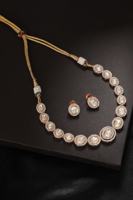 MINAKI Aitbaar Polki Embellished Necklace Set 