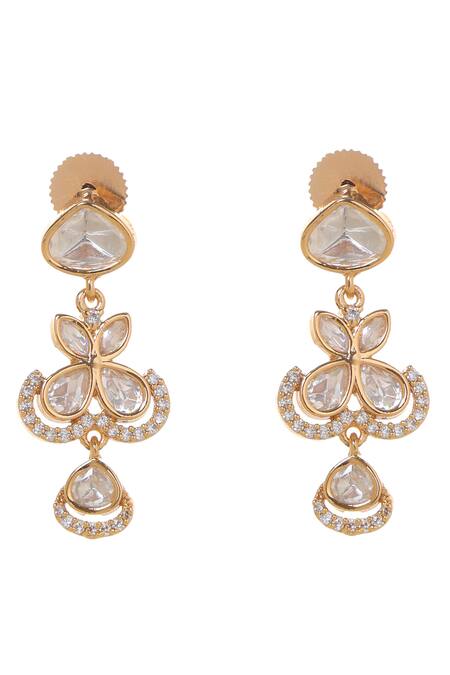 Shop_Minaki_Gold Plated Inaaya Floret Carved Necklace Set _Online_at_Aza_Fashions