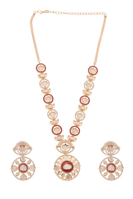Minaki Daksha Polki Embellished Pendant Necklace Set 