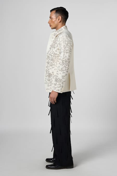 Buy_Line Out Line_Off White Cotton Twill Embroidery Crystal Urban Sprawl Jacket_Online_at_Aza_Fashions