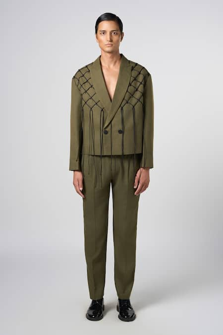 Line out line Wire Fenced Bead Crop Jacket 