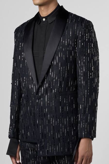 Buy Line Out Line Black Matka Cotton Embroidery Beads Nightlife Banger Blazer Online at Aza Fashions Buy_Line Out Line_Black Matka Cotton Embroidery Beads Nightlife Banger Blazer_Online_at_Aza_Fashions