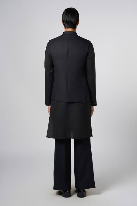 Shop Line Out Line Black Matka Cotton Embroidery Cord Bead Bundi at Aza Fashions Shop_Line Out Line_Black Matka Cotton Embroidery Cord Bead Bundi_at_Aza_Fashions