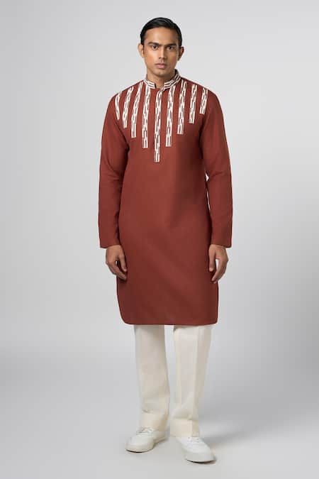 Line out line Aari Yoke Embroidered Kurta 