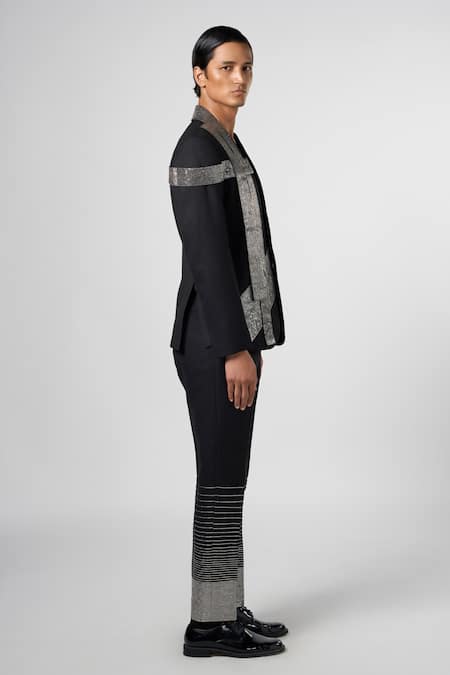 Line Out Line Black Matka Cotton Embroidery Gradient Pitta Work Straight Fit Pant Online at Aza Fashions Line Out Line_Black Matka Cotton Embroidery Gradient Pitta Work Straight Fit Pant_Online_at_Aza_Fashions