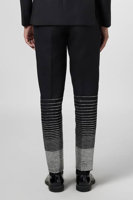 Shop Line Out Line Black Matka Cotton Embroidery Gradient Pitta Work Straight Fit Pant Online at Aza Fashions Shop_Line Out Line_Black Matka Cotton Embroidery Gradient Pitta Work Straight Fit Pant_Online_at_Aza_Fashions
