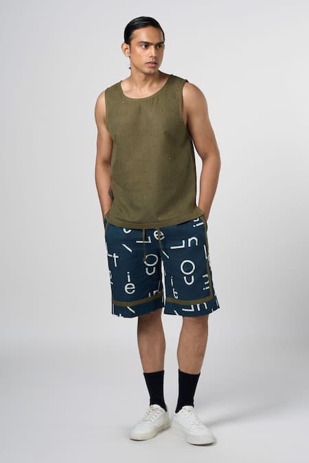 Line out line Signature Night Print Shorts 