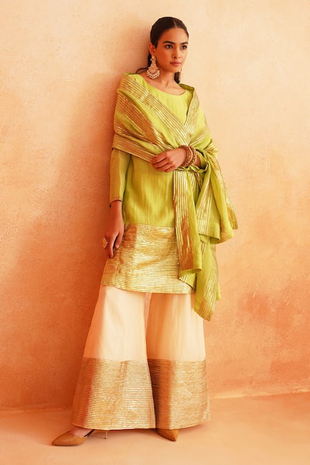 Palak & Mehak Adiva Straight Hem Embroidered Kurta Pant Set 