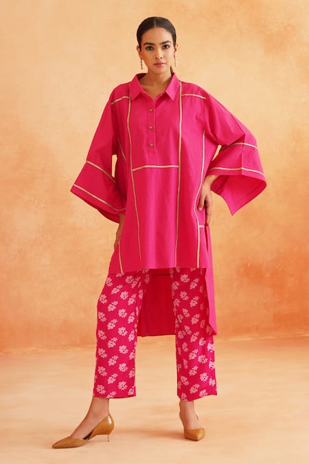 Palak & Mehak Aleena High Low Shirt Kurta & Pant Set 