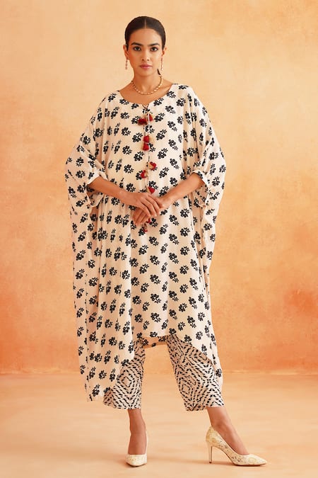 Palak & Mehak Maya Floral Print Kaftan Kurta & Pant Set 