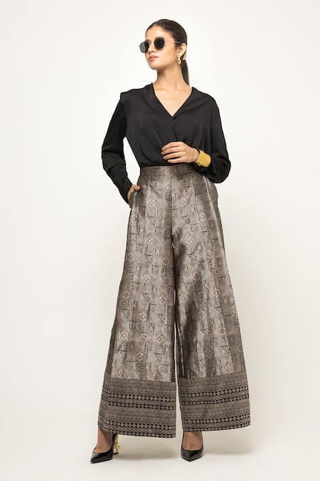 Sobariko Wrapped Shirt With Brocade Pant 