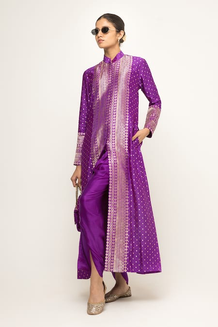 Sobariko Brocade Butti Pattern Long Jacket With Dhoti Pant 