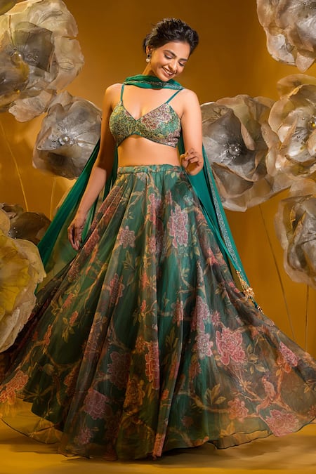 Sonia Baderia Floral Print Skirt Bralette Set 