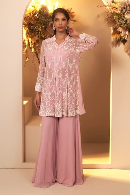 BAIDEHI Floral Embroidered Kurta Palazzo Set 