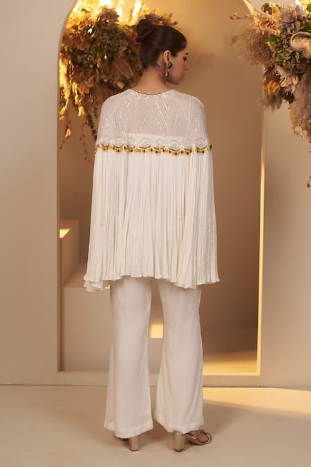 Baidehi Pearl Embroidered Cape & Palazzo Set 