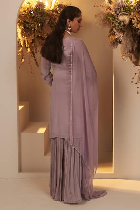 Baidehi Pearl Floral Butti Embroidered Kurta Sharara Set 