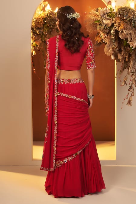 Baidehi Resham Embroidered Hem Lehenga Saree With Blouse 