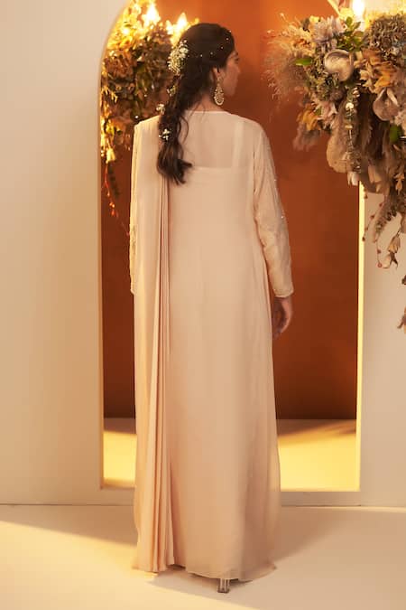 Baidehi Placement Embroidered Pre-Draped Saree Set With Jacket 