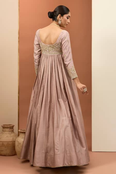 Neha Khullar Pink Chanderi Silk, Organza Sequins, Zari, Hand Anarkali With Dupatta Online at Aza Fashions Neha Khullar_Pink Chanderi Silk, Organza Sequins, Zari, Hand Anarkali With Dupatta _Online_at_Aza_Fashions