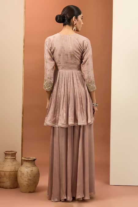 Neha Khullar Zardozi Embroidered Short Anarkali Sharara Set 