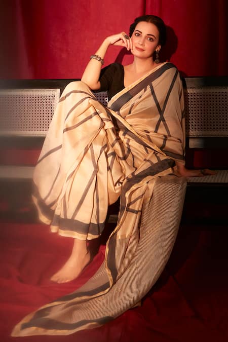 Banana Labs Chanderi Geometric Pattern Saree 