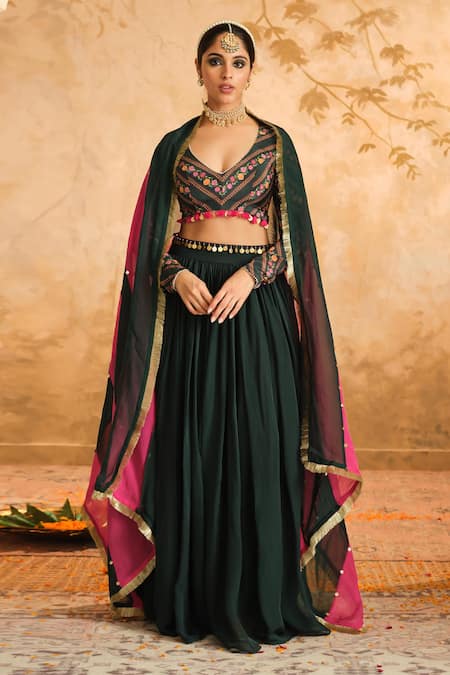 Blooming Threads Sequin Embroidered Lehenga Set 