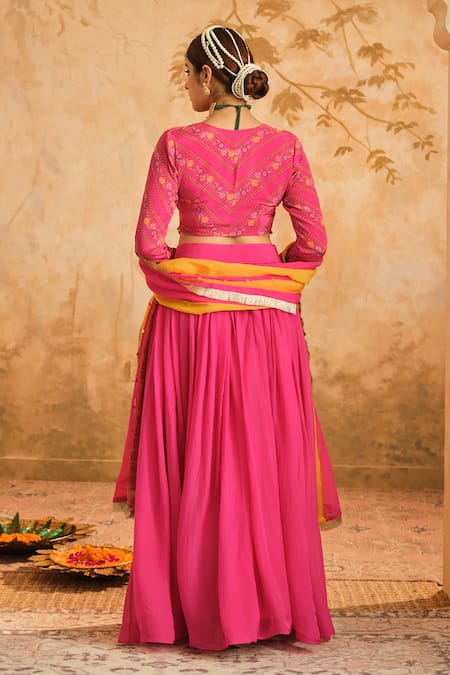 Blooming Threads Sequin Embroidered Gathered Lehenga Set 