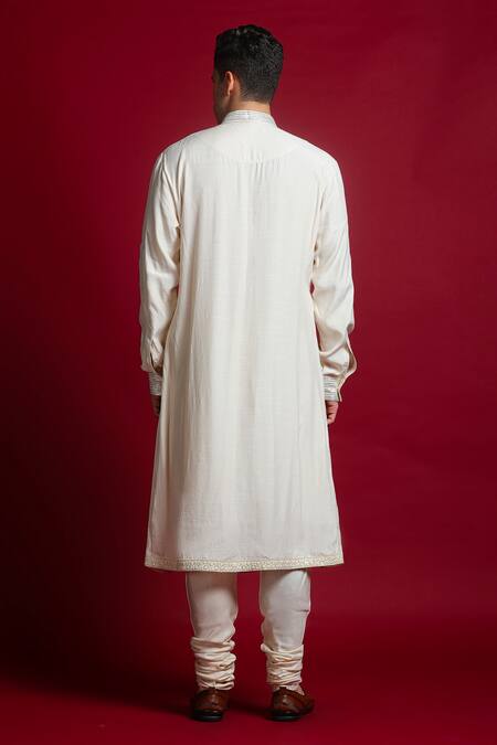 Buy Char Chaand Ivory Brocade Diamonds Mirror Embroidered Sherwani Set Buy_Char Chaand_Ivory Brocade Diamonds Mirror Embroidered Sherwani Set