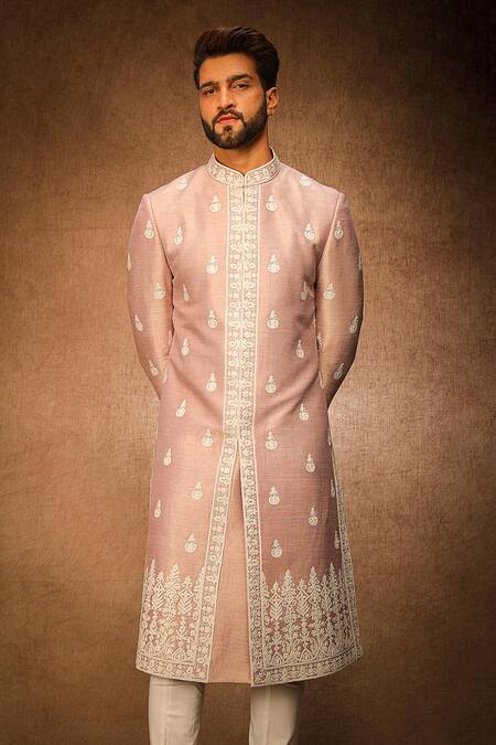 Buy Char Chaand Purple Silk Embroidery Dori Sherwani Set Online at Aza Fashions Buy_Char Chaand_Purple Silk Embroidery Dori Sherwani Set _Online_at_Aza_Fashions
