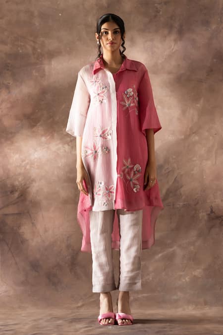 Oja Floral Embroidered Kurta With Pant 