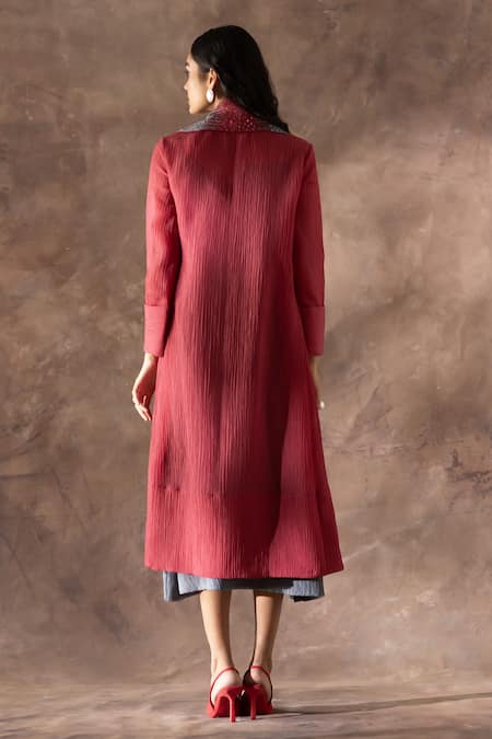 Oja Sequin Embroidered Collar Jacket With Dress 