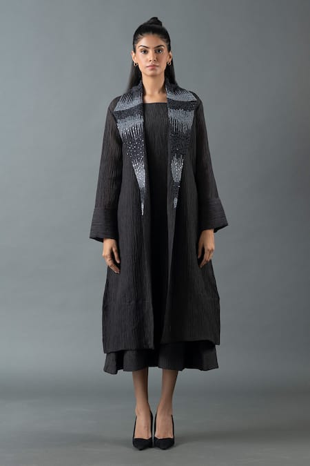 Oja Placement Embroidered Jacket & Dress Set 