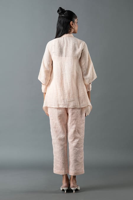Oja Bead Embroidered Asymmetric Shirt With Pant 